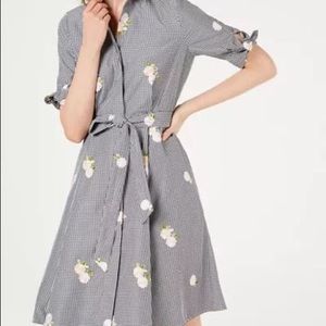 Calvin Klein Embroidered Gingham Shirtdress